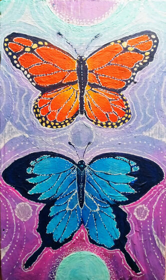 Monarch & Emperor Butterfly, Acrylic